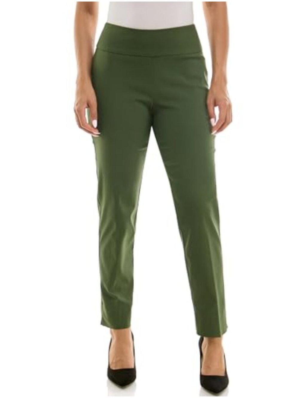 Pull-On Ankle Pants with Tummy Control Waistband Stretch Comfort